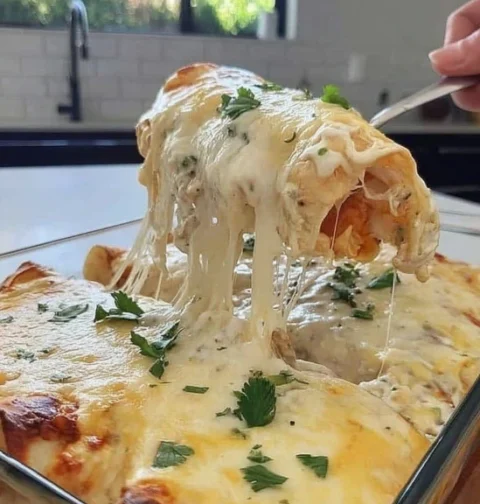 Best White Chicken Enchiladas Recipe Creamy White Chicken Enchiladas Easy White Chicken Enchiladas For Beginners Gluten-fr...