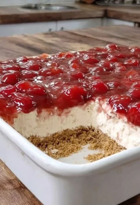 Classic Cherry Delight Recipe Best Cherry Delight Dessert Homemade Cherry Delight With Cream Cheese Classic Cherry Delight...