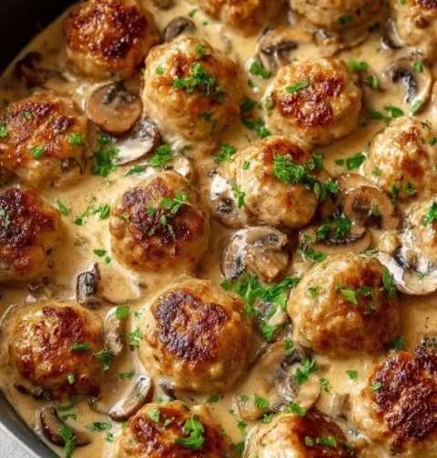 Creamy Mushroom Chicken Meatballs Recipe Best Creamy Mushroom Chicken Meatballs How To Make Creamy Mushroom Chicken Meatba...