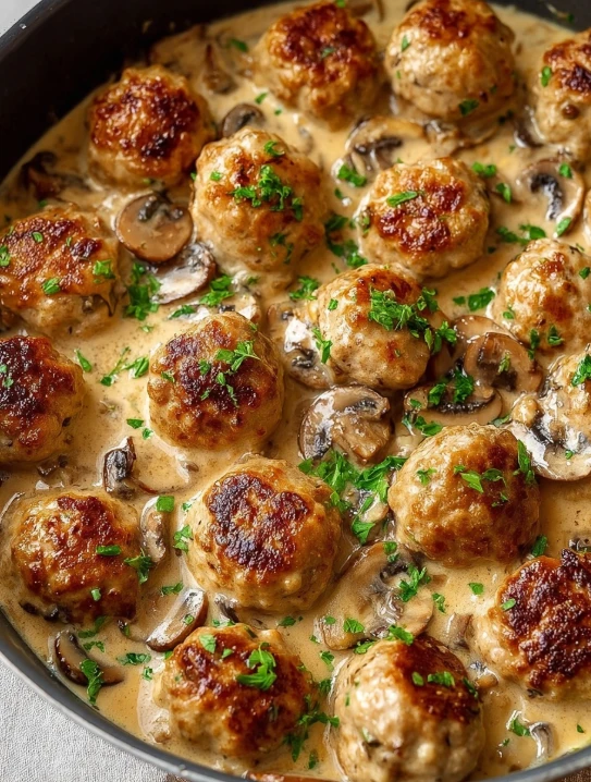 Creamy Mushroom Chicken Meatballs