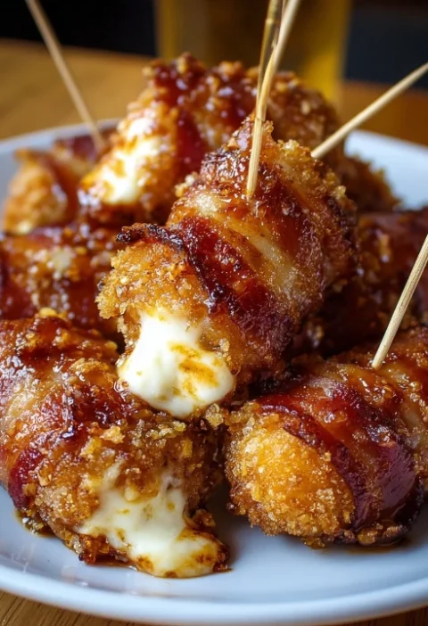 Crispy Bacon Mozzarella Poppers