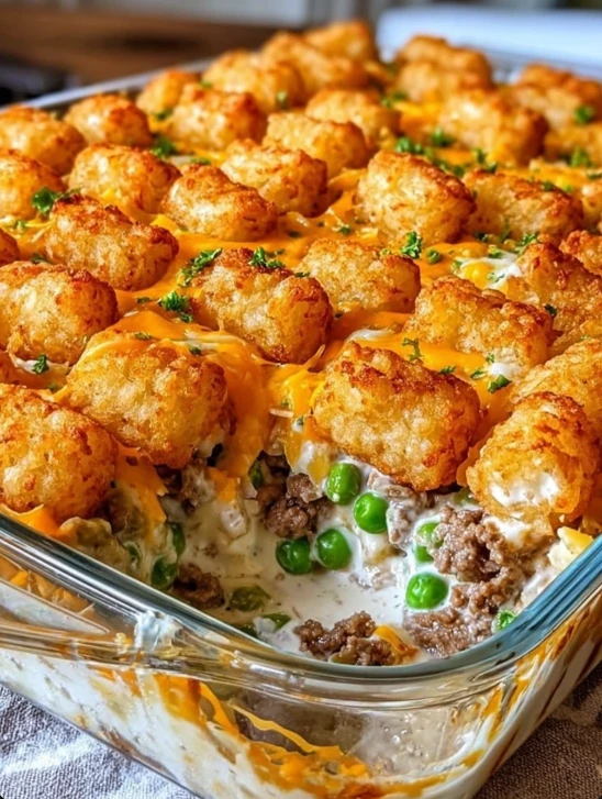 Classic Dolly Parton’s Casserole-Recipe with ground beef, potatoes, onions & pepper