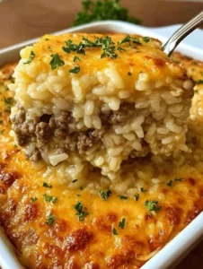 Easy Cheesy Ground Beef Rice Casserole for Weeknight Dinner