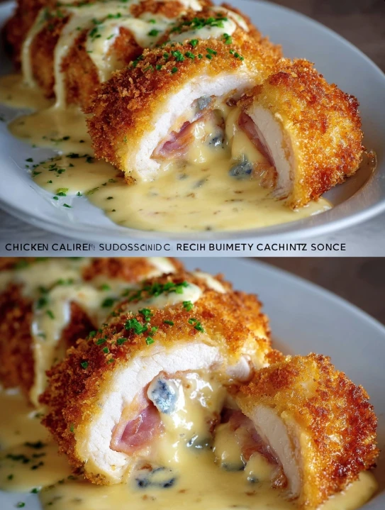 Chicken Cordon Bleu with Swiss Cheese Sauce - A Cheesy, Comforting Delight!