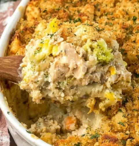 Easy Chicken Stuffing Casserole Recipe Creamy Chicken And Stuffing Bake Best Chicken Stuffing Casserole Comfort Food Hot A...
