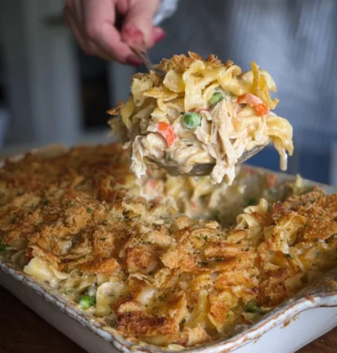 Easy Creamy Chicken Noodle Casserole Recipe Best Cheesy Chicken Noodle Casserole Homemade Creamy Chicken Casserole Low-fat...