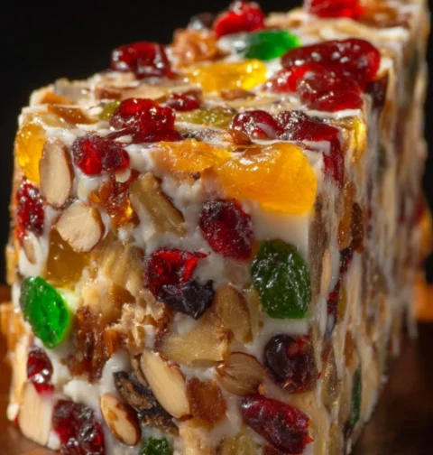 Easy Icebox Fruit Cake Recipe With Nuts No-bake Fruit Cake With Candied Fruits Best Icebox Fruit Cake With Nuts And Cherri...