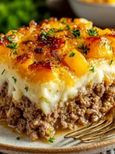 Easy Loaded Mashed Potato Meatloaf Casserole — two comfort classics in one