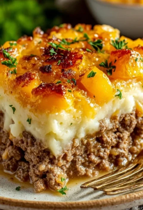 Easy Meatloaf Mashed Potato Casserole Recipe Loaded Mashed Potato Meatloaf Casserole Easy Casserole Comfort Food With Meat...