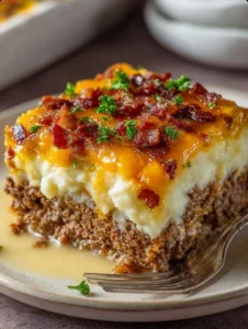 Meatloaf with Mashed Potatoes and Cheese