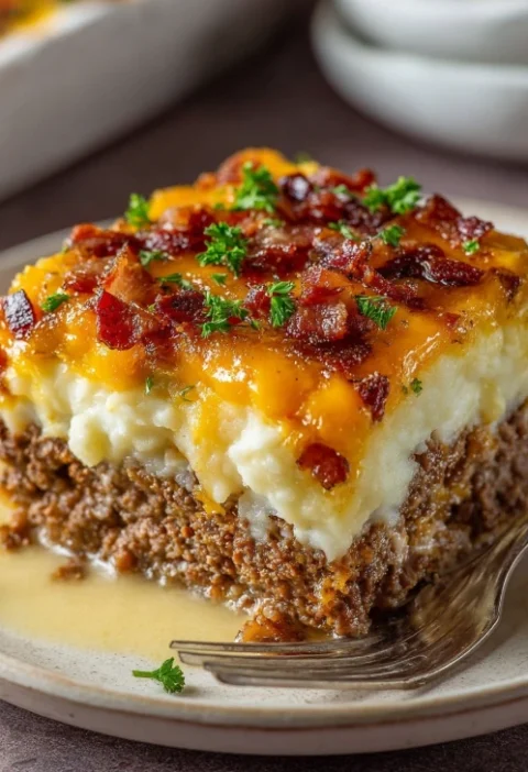 Easy Meatloaf With Mashed Potatoes And Cheese Recipe Best Cheese For Meatloaf And Mashed Potatoes Homemade Meatloaf With C...