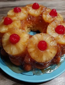 Easy From-Scratch Pineapple Tropical Upside-Down Bundt Cake with Cherries