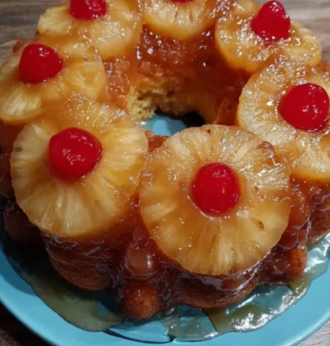 Easy Pineapple Upside-down Bundt Cake Recipe Homemade Tropical Pineapple Bundt Cake Best From-scratch Pineapple Cherry Cak...