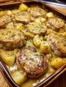 Quick & Easy Smothered Pork Chops with Potatoes in Gravy Recipe