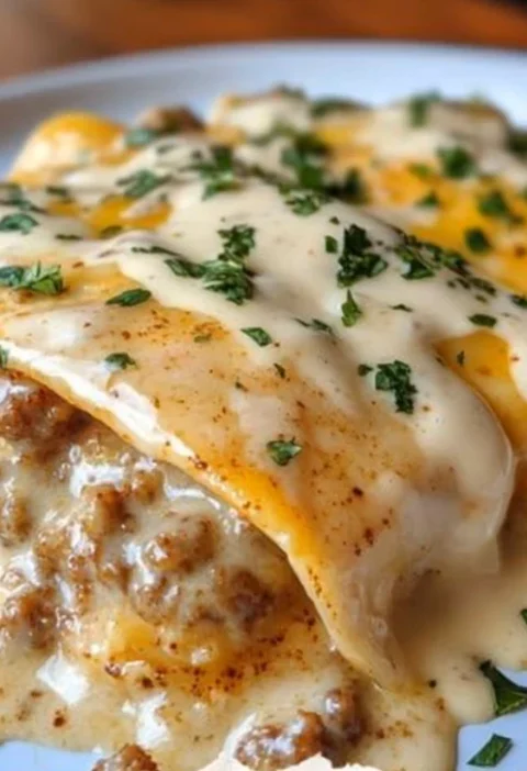 Easy Southern Breakfast Enchiladas Recipe Homemade Sausage Gravy Enchiladas Best Cheese For Breakfast Enchiladas Gluten Fr...