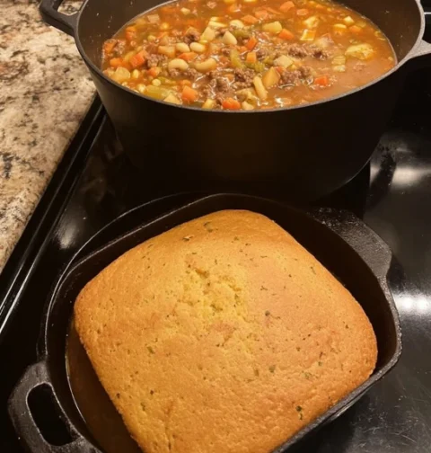 Easy Vegetable Soup With Cornbread Recipe Homemade Vegetable Soup And Cornbread Pairing Best Cornbread Recipe For Vegetabl...