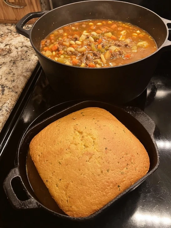 Easy Vegetable Soup With Cornbread Recipe Homemade Vegetable Soup And Cornbread Pairing Best Cornbread Recipe For Vegetabl...