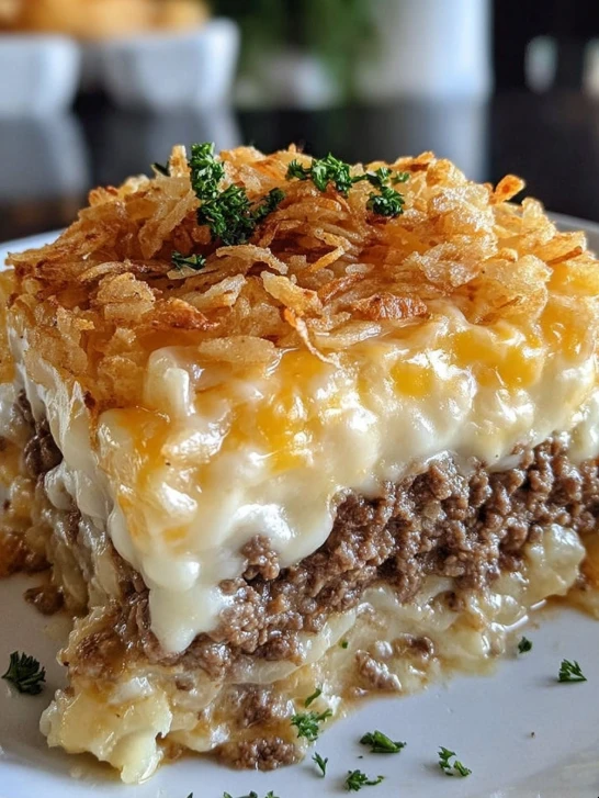 French Onion Ground Beef and Rice Casserole