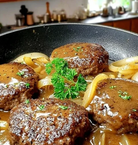 Hamburger Steak With Onion Gravy Recipe Best Hamburger Steak Onion Gravy Easy Hamburger Steak With Onion Gravy How To Make...