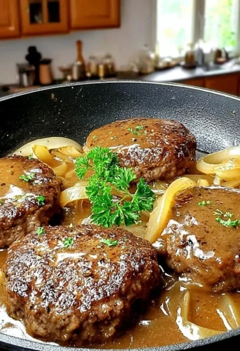 Hamburger Steak With Onion Gravy Recipe Best Hamburger Steak Onion Gravy Easy Hamburger Steak With Onion Gravy How To Make...