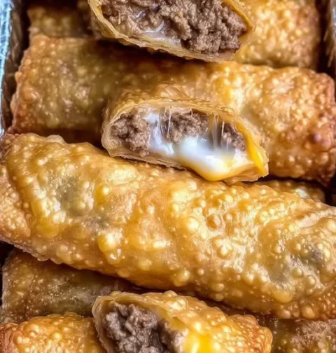 Homemade Beef Cheese Egg Rolls Recipe Crispy Beef Egg Rolls Cooking Tips 4K Close-up Egg Rolls Homemade Authentic Homemade...