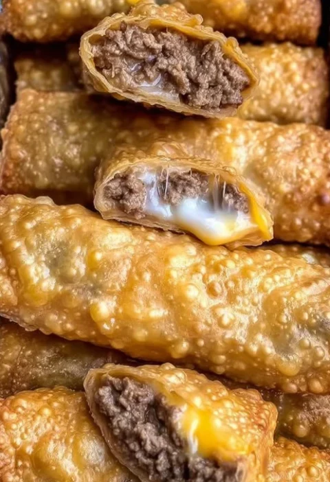 Homemade Beef Cheese Egg Rolls Recipe Crispy Beef Egg Rolls Cooking Tips 4K Close-up Egg Rolls Homemade Authentic Homemade...