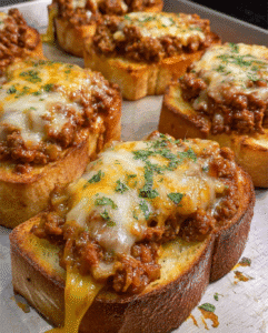 Cheesy Sloppy Joe Garlic Toast