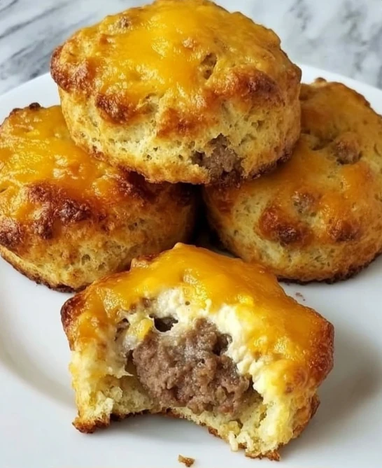 Keto Sausage Cheddar Biscuits