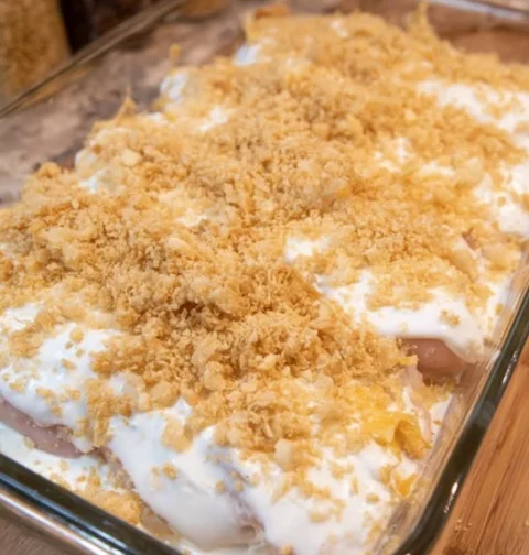 One-dish Golden Baked Chicken Recipe Golden Baked Chicken With Cracker Topping Easy Golden Chicken Bake With Crackers Low ...