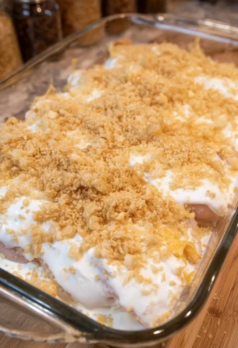 One-dish Golden Baked Chicken Recipe Golden Baked Chicken With Cracker Topping Easy Golden Chicken Bake With Crackers Low ...