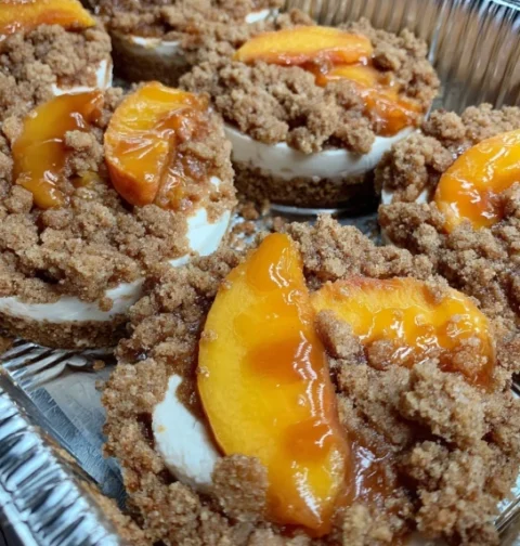 Peach Cobbler Cheesecake Cups Recipe Easy Peach Cobbler Cheesecake Cups Best Peach Cobbler Cheesecake Recipe Homemade Peac...