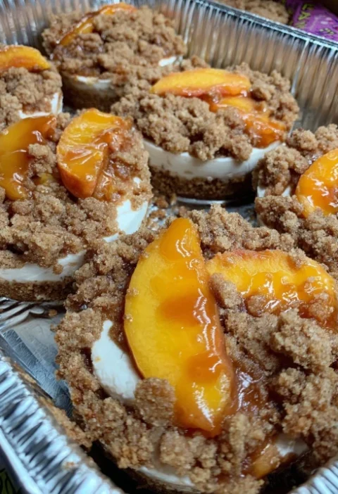 Peach Cobbler Cheesecake Cups Recipe Easy Peach Cobbler Cheesecake Cups Best Peach Cobbler Cheesecake Recipe Homemade Peac...