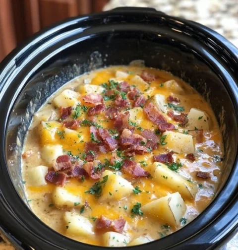 Slow Cooker Loaded Baked Potato Soup Recipe Easy Slow Cooker Potato Soup Best Loaded Potato Soup Slow Cooker Creamy Slow C...