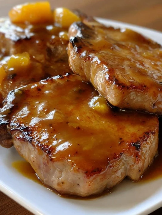 Slow Cooker Peach Glazed Pork Chops
