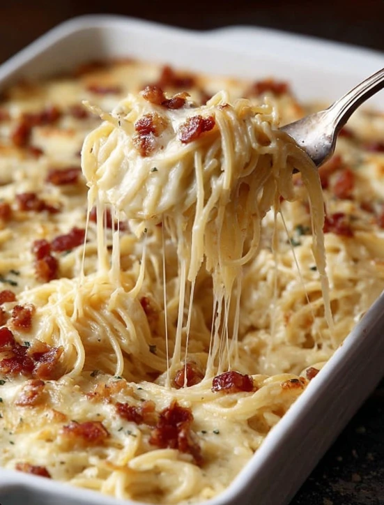 Baked Bacon Cream Cheese Spaghetti