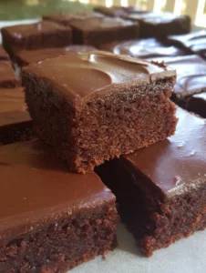 Classic Lunch Lady Brownies with buttery cocoa base & smooth chocolate frosting