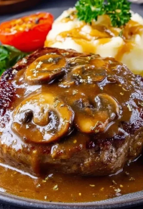 Classic Skillet Salisbury Steak Recipe Easy Homemade Salisbury Steak Skillet Best Cast Iron Salisbury Steak How To Make Sa...