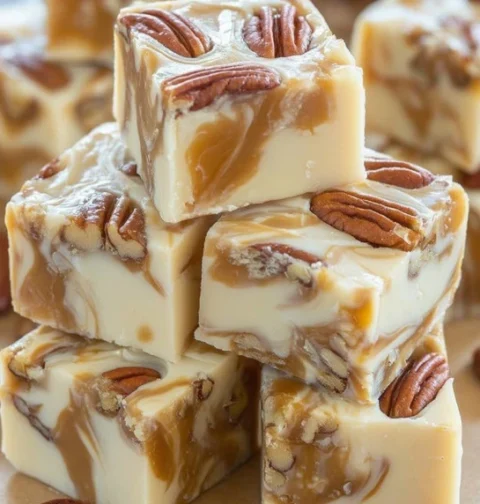 Easy 5 Minute White Chocolate Fudge Quick Caramel Pecan Fudge Recipe Best White Chocolate Caramel Dessert How To Make Cara...