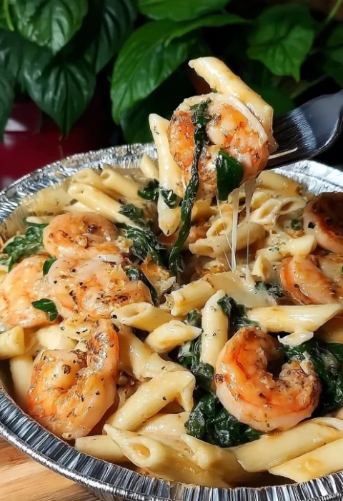 Easy Cheese Shrimp Penne Pasta Recipe Creamy Shrimp Penne With Spinach Best Cheese For Shrimp Pasta Garlic Shrimp Spinach ...