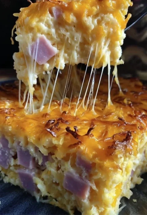 Easy Cheesy Ham Hash Brown Casserole Recipe Loaded Ham And Cheese Casserole Ideas Best Cheesy Hash Brown Bake Gluten-free ...