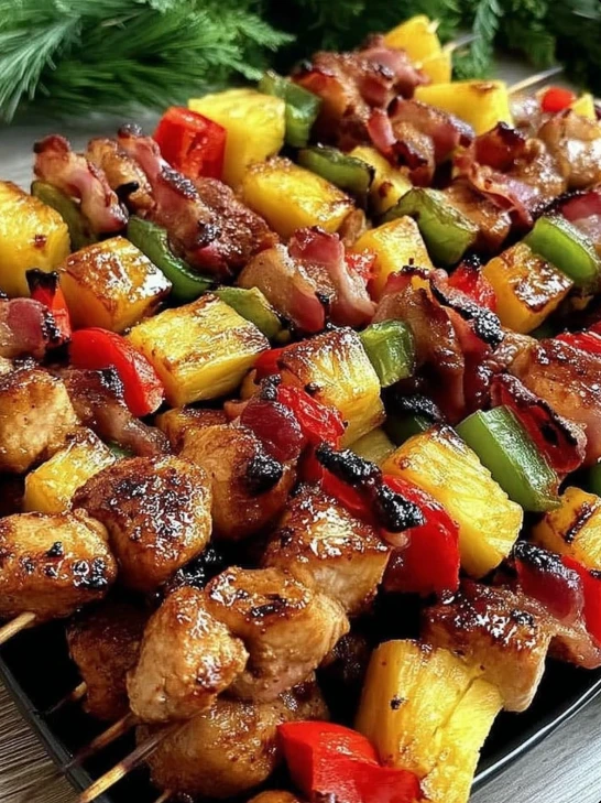 Easy Chicken Bacon Pineapple Kebabs Recipe Tropical Chicken Kebab Ideas Pineapple And Bacon Skewers How To Make Chicken Ba...