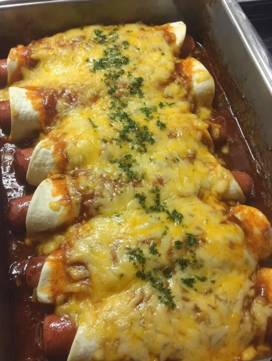 Easy Chili Cheese Dog Bake Recipe Homemade Chili Cheese Dog Casserole Family-friendly Cheesy Hot Dog Bake Gooey Chili Chee...
