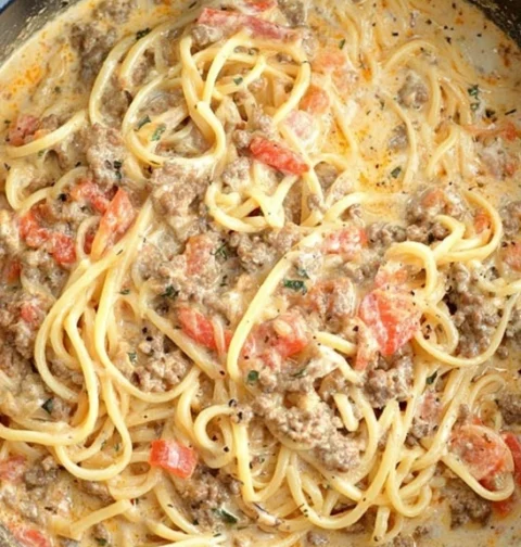 Easy Creamy One-pot Spaghetti Recipe Best Sausage One-pot Pasta How To Make Creamy Spaghetti With Italian Sausage One-pot ...