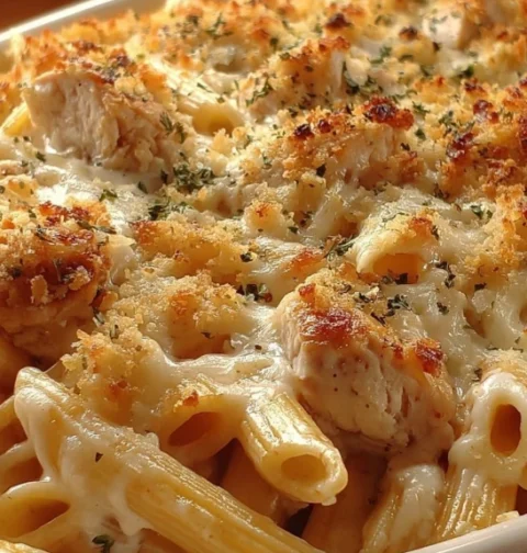 Easy Farmhouse Chicken Penne Bake Homemade Chicken Penne Casserole Recipe Hearty Chicken Penne Pasta Bake Best Cheese For ...