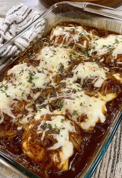 Easy French Onion Chicken Bake Recipe How To Make French Onion Chicken Bake Best Cheese For French Onion Chicken Bake Low ...