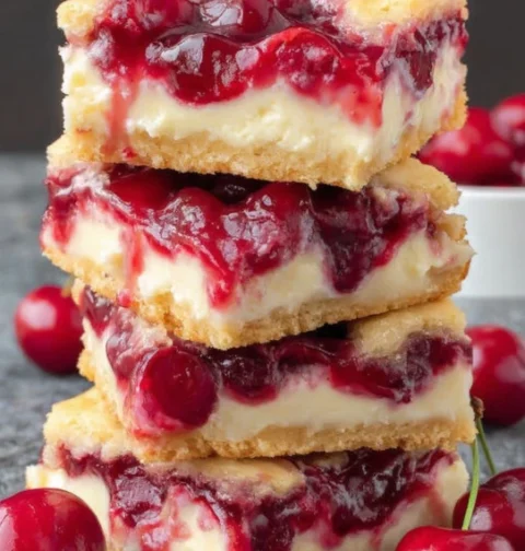 Easy Holiday Cherry Bars Recipe Homemade Cherry Bars For Christmas Simple Cherry Dessert Ideas Colorful Cherry Bars For Pa...