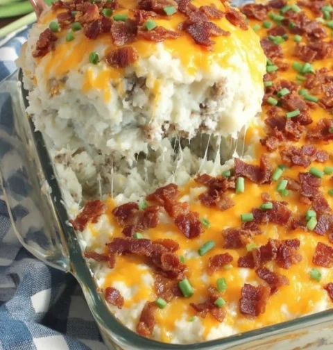 Easy Loaded Baked Potato Casserole Recipe Loaded Baked Potato Casserole With Chicken Gluten-free Loaded Baked Potato Casse...