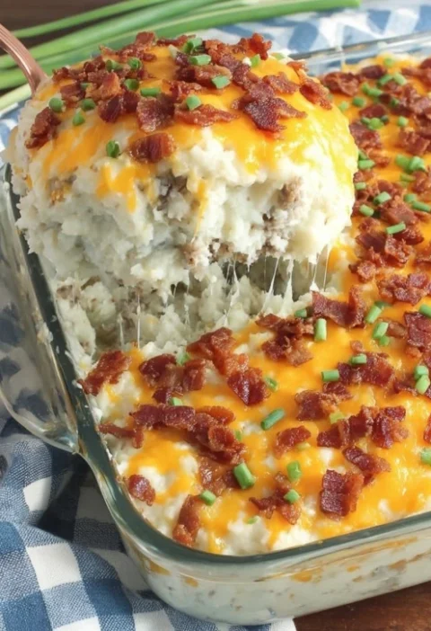 Easy Loaded Baked Potato Casserole Recipe Loaded Baked Potato Casserole With Chicken Gluten-free Loaded Baked Potato Casse...