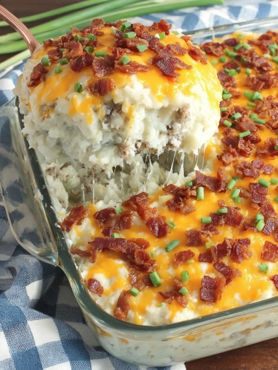 Easy Loaded Baked Potato Casserole Recipe Loaded Baked Potato Casserole With Chicken Gluten-free Loaded Baked Potato Casse...