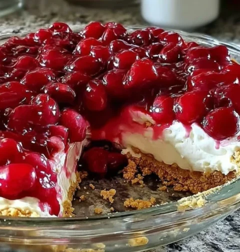 Easy No-bake Cherry Cheesecake Recipe Quick Cherry Cheesecake No-bake Dessert Simple No-bake Cherry Cheesecake Ideas Best ...